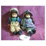 (2) PORCELAIN FACED DOLLS - GC - 9"H