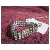 VTG CZECHOSLOVAKIAN 3-ROW RHINESTONE BRACELET -...