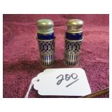 SILVER-PLATED RAIMOND COBALT GLASS S&PS