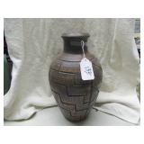 BROWN STONEWARE CERAMIC VASE - 14"H - GC