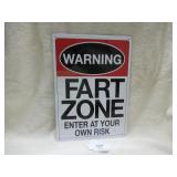 NOVELTYFART ZONE METAL SIGN