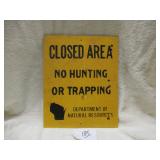 WI DEPT OF NATURAL RESOURCES SIGN - VTG - 9"W X...