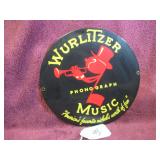WURLITZER PHOTOGRAPH - PORCELAIN SIGN - 10"D