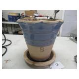 ROWE POTTERY POT & SAUCER - 8"W X 8"H