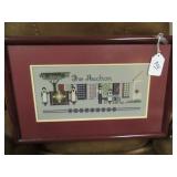 HAND EMBROIDERED "THE AUCTION" - IN-FRAME:...