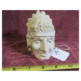 VTG CERAMIC INDIAN CHIEF COVERED JAR - GC