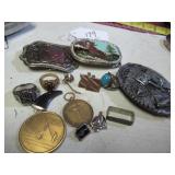 BOX LOT: VIETNAM VET. MEDALLIONS, CELTIC RING,...