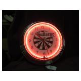 BUSSEYE RED NEON CIRCLE CLOCK + CHROME OUTSIDE...