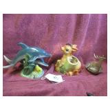 DOLPHINS, SHAWNEE PLANT POT, & TEA LIGHT DEER