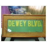 VTG 20TH CENTURY 2-SIDED METAL SIGN - "DEWEY...
