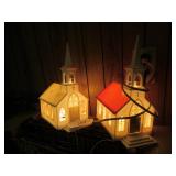(2) VTG LIGHT-UP CHURCHES
