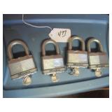 (4) MAGNUM 2" KEYED LAMINATED MASTER PADLOCKS...