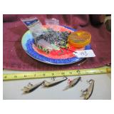 BOX LOT:  VARIOUS LEAD WEIGHTS, (4) RAPALA...