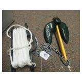 RELOFF BOAT ANCHOR W/ ROPE + CHAIN - VERY GOOD