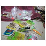 BOX LOT:  (14) SPINNERS + BAIT