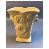 Vintage pottery yellow fan vase marked USA ?