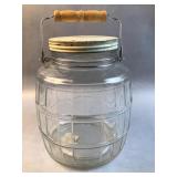 Barrel style Glass Pantry Jar Metal Lid ( lid may
