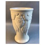 Vintage white floral pottery vase marked on-