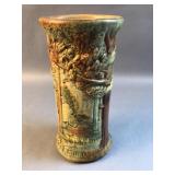 Unmarked majolica scenic vase This not Weller