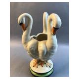Vintage 9ï¿½ Made in Japan Triple  Swan Vase ï¿½