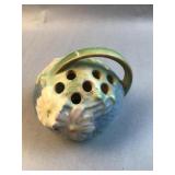 Vintage Art Pottery Flower Frog ï¿½ Handled Ball