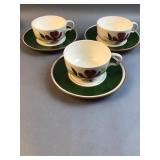(3) Stangl Wild Rose cup and saucer sets with