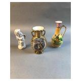 (3) Porcelain Miniature Vases & Figurine Lot