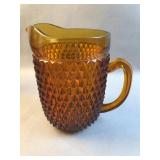 Vintage Amber Pressed Glass Pitcher ï¿½ Diamond