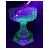 Glowing Uranium Glass Oil Lamp Base only  ï¿½