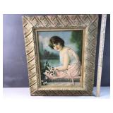Lady portrait with flowers and water scene