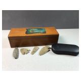 Vintage wood box - arrow heads & more