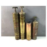 (4) antique brass fire extinguishers
