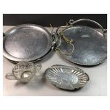Aluminum & glass table service trays