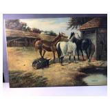 Horse farm art in frame