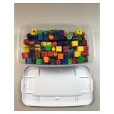 Preschool wood bead blocks in container