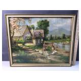 vintage framed farm scene