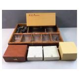 cintage wood cash srawer and storage boxes