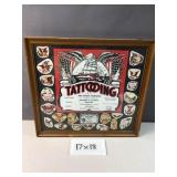 Tattooing flash art ad framed