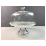 Vintage glass cake server w cover