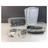 (2) shoe box totes with hardware contents