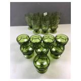Mid century art deco green glass beverage glasses