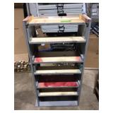 shop built wood shelf unit