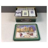 tin with 18 decks playing cards
