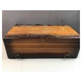 Silver plate wood felt storage box