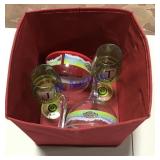 Drink glasses and storage tote Drink glasses and storage tote