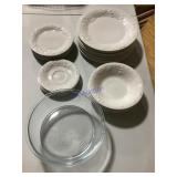 White dishes & Pyrex bowl White dishes & Pyrex bowl
