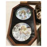 Framed girl & doll plates Framed girl & doll plates