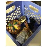 Milk crate of items Milk crate of items