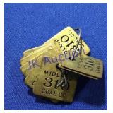 Midland Coal Co tool tags # 310 Midland Coal Co tool tags # 310