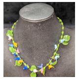 Vintage Glass Colorful Bird Shaped Bead Necklace